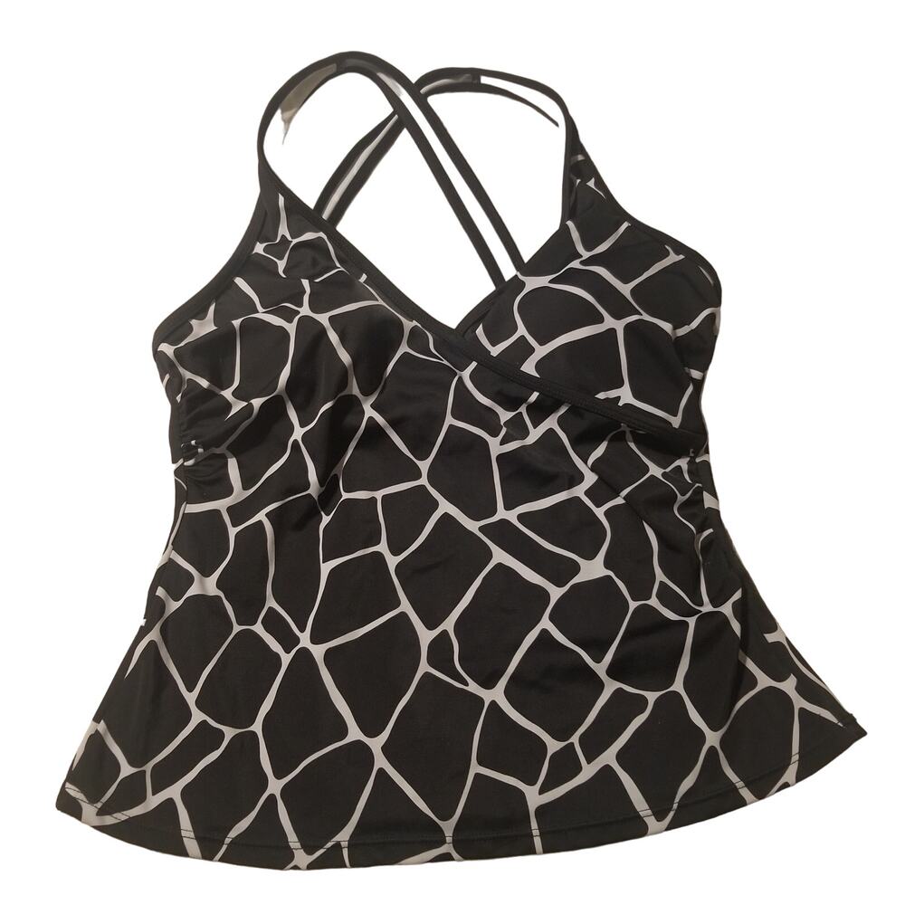 Croft & Barrow Womens Size 10 Black White Print Tankini